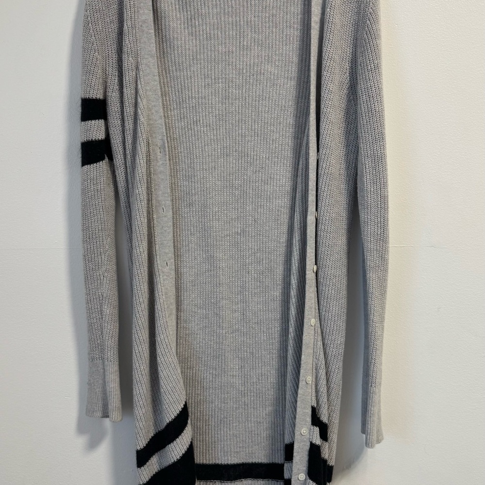Banana Republic grey and black stripe knee length cardigan - Picture 5 of 9